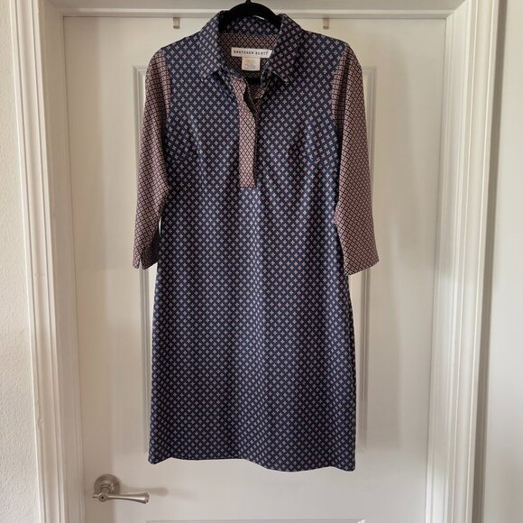 39 Gretchen Scott Pattern Long Sleeve Polo Dress Size Medium - Picture 2 of 6